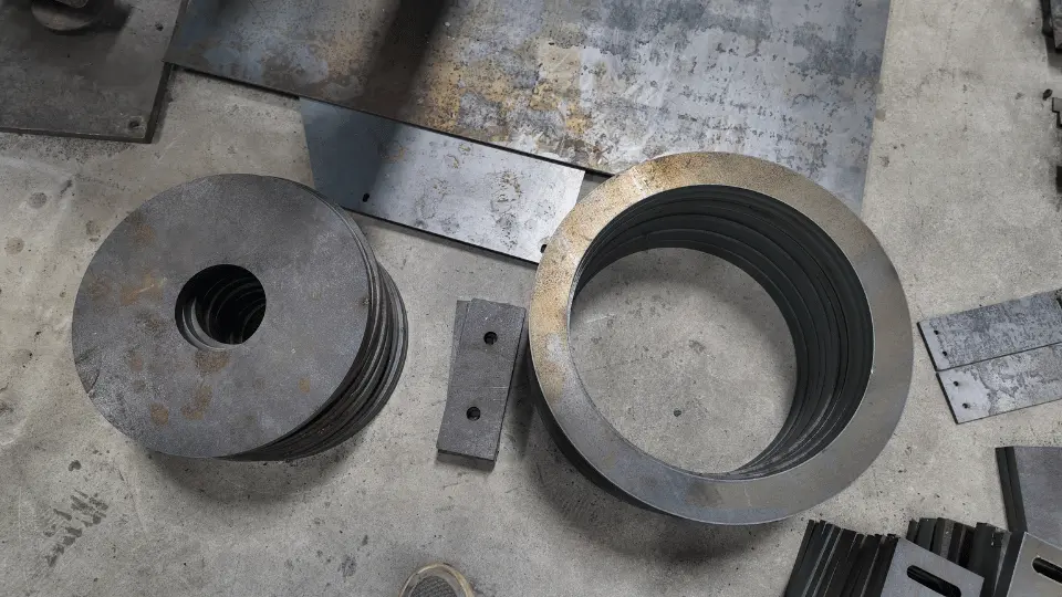 Large-diameter steel rings and discs