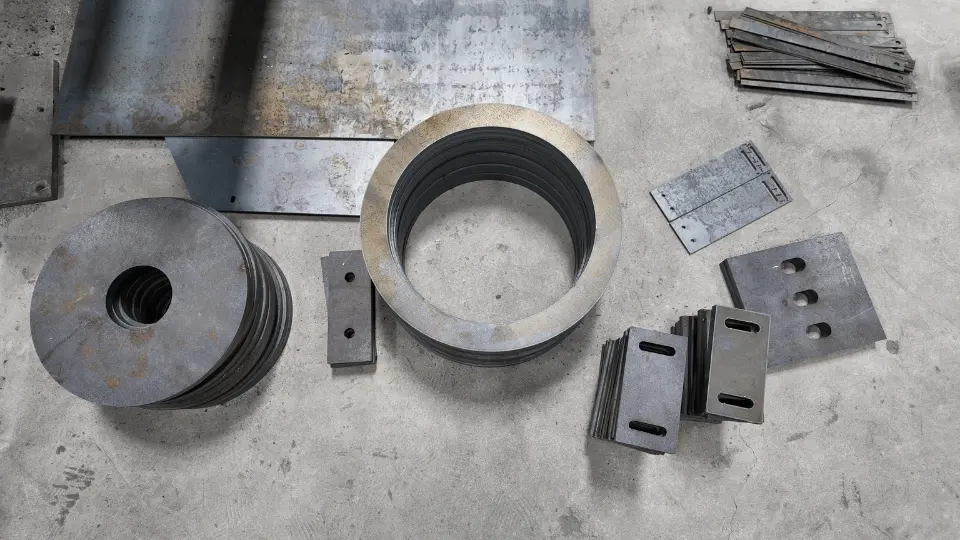Machined steel rings and slotted plates